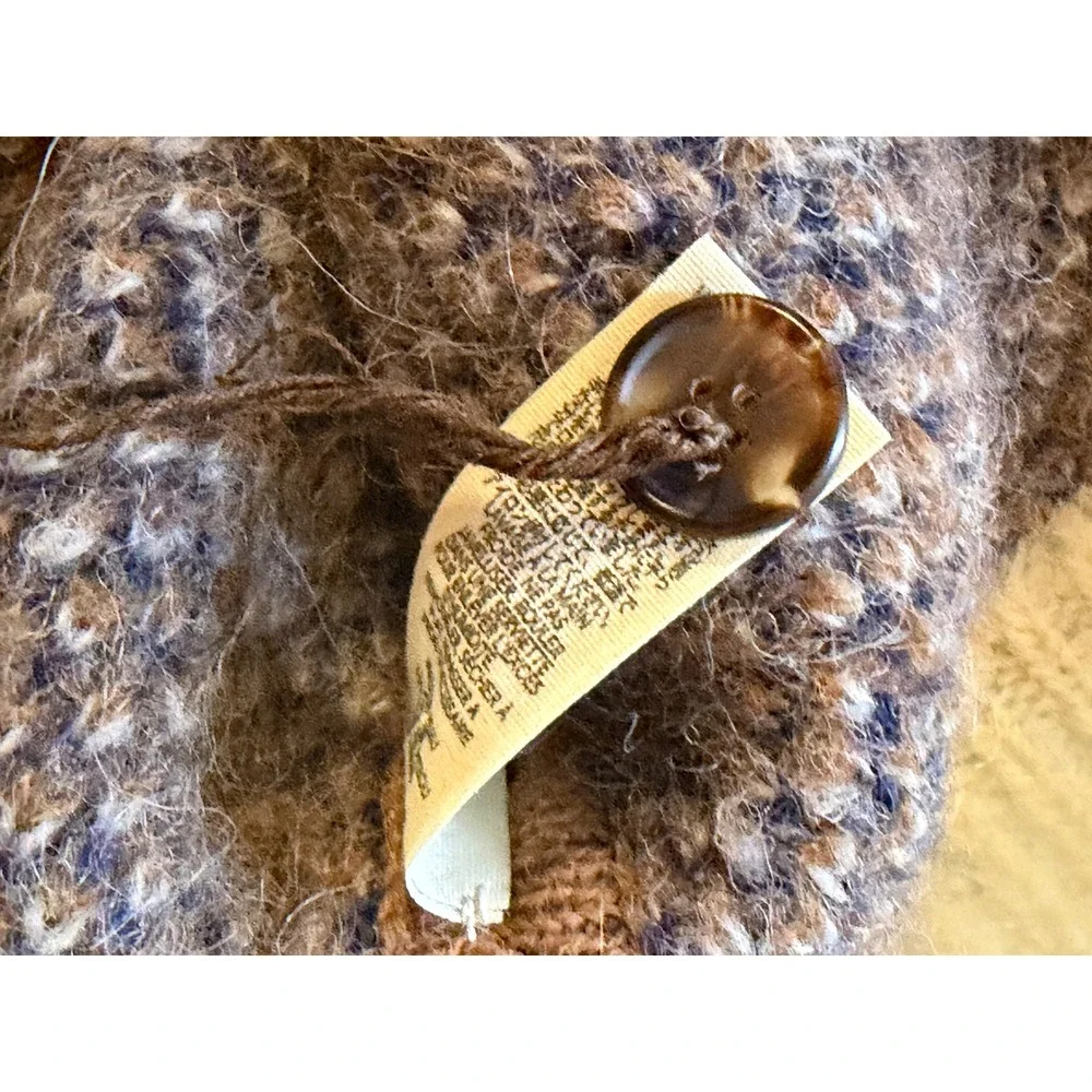 THE GREAT. | Estate Reversible Cardigan 3/Large Toasted Plaid Alpaca Wool Blend - Picture 15 of 15